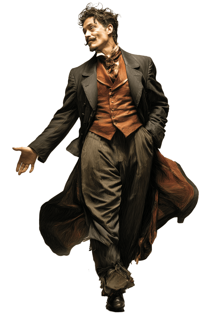 Personnage invitant vers la gauche